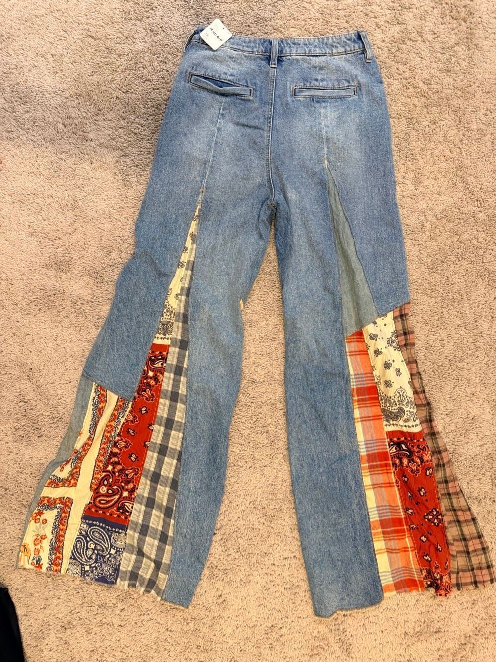 Free People Cortez Pierced Wide Leg Jean Mixed Floral Applique Jeans Women's 28 - Picture 6 of 10